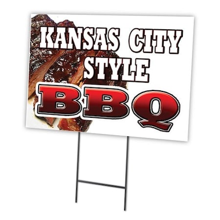Signmission Kansas City Style Bbq Yard & Stake outdoor plastic coroplast window, C-1216-DS-Kansas City Style BBQ C-1216-DS-Kansas City Style BBQ